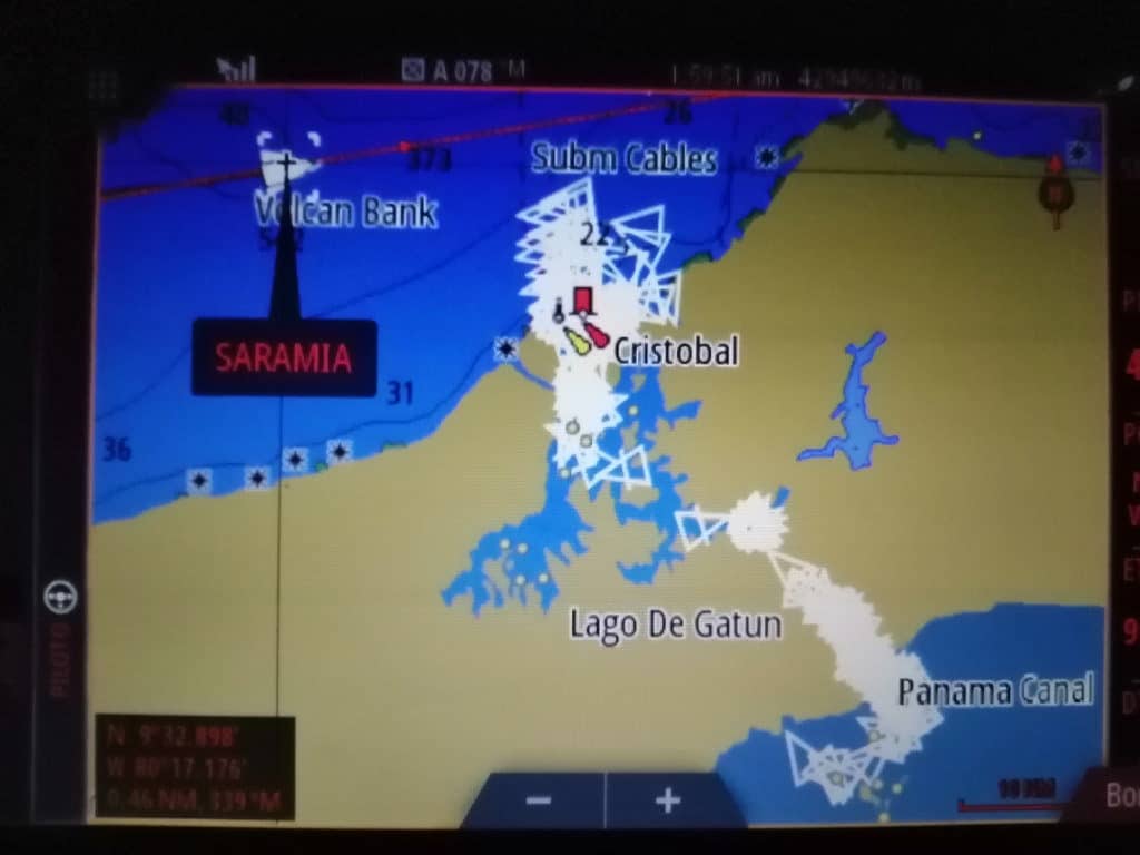 Barcos en el Canal de Panama. Imagen del AIS: