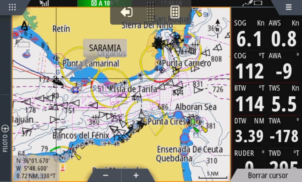 Estrecho de Gibraltar en el Plotter.